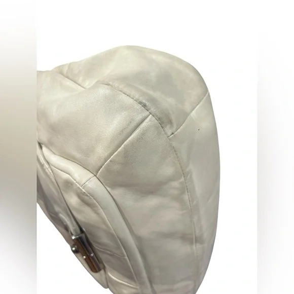 Coach White Shoulder Bag with Yellow Scarf Accent